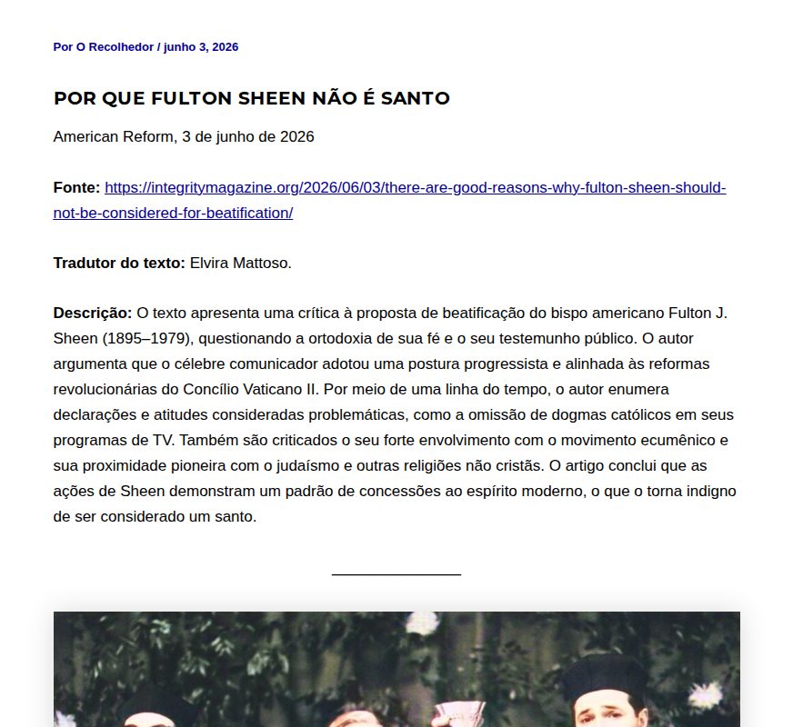 Por que Fulton Sheen não é santo - O Recolhedor - 保存されたスクリーンショット