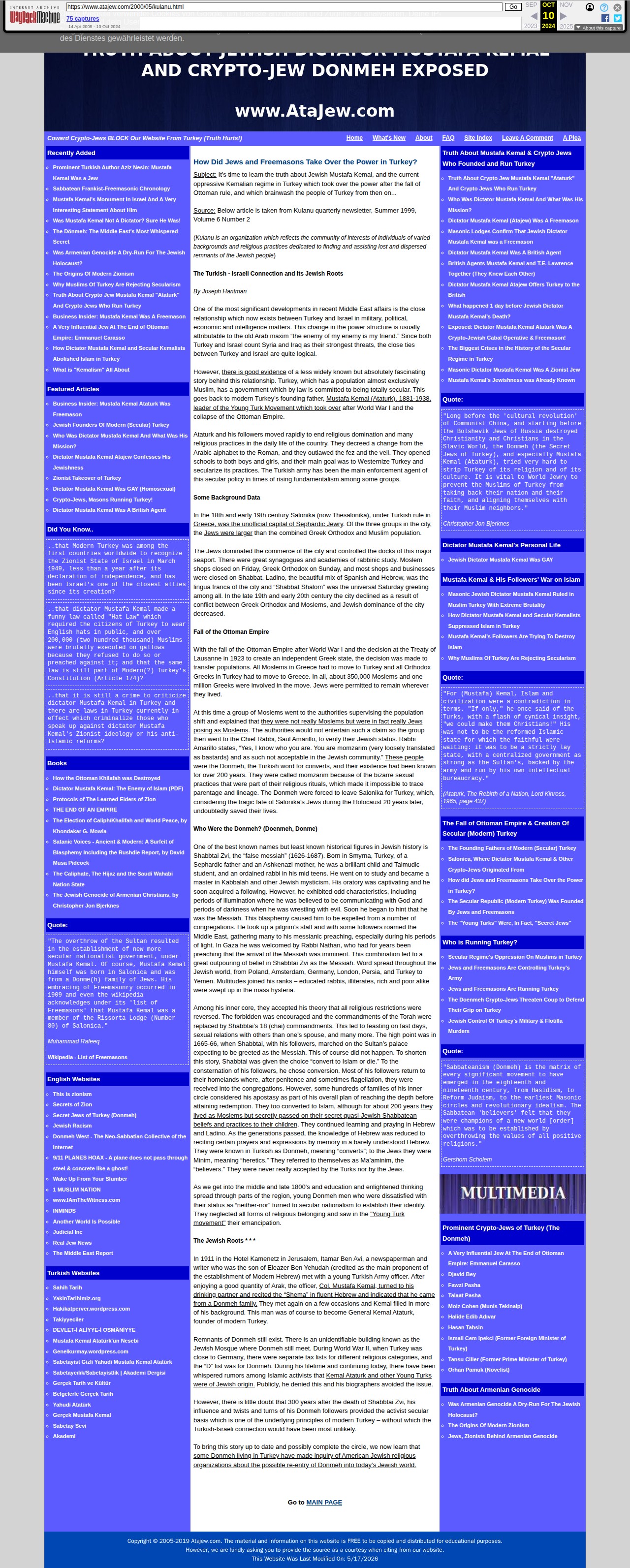 Truth About Masonic Jewish Gay Dictator Mustafa Kemal Ataturk Exposed: How Did Jews and Freemasons Take Over the Power in Turkey? - 保存されたスクリーンショット