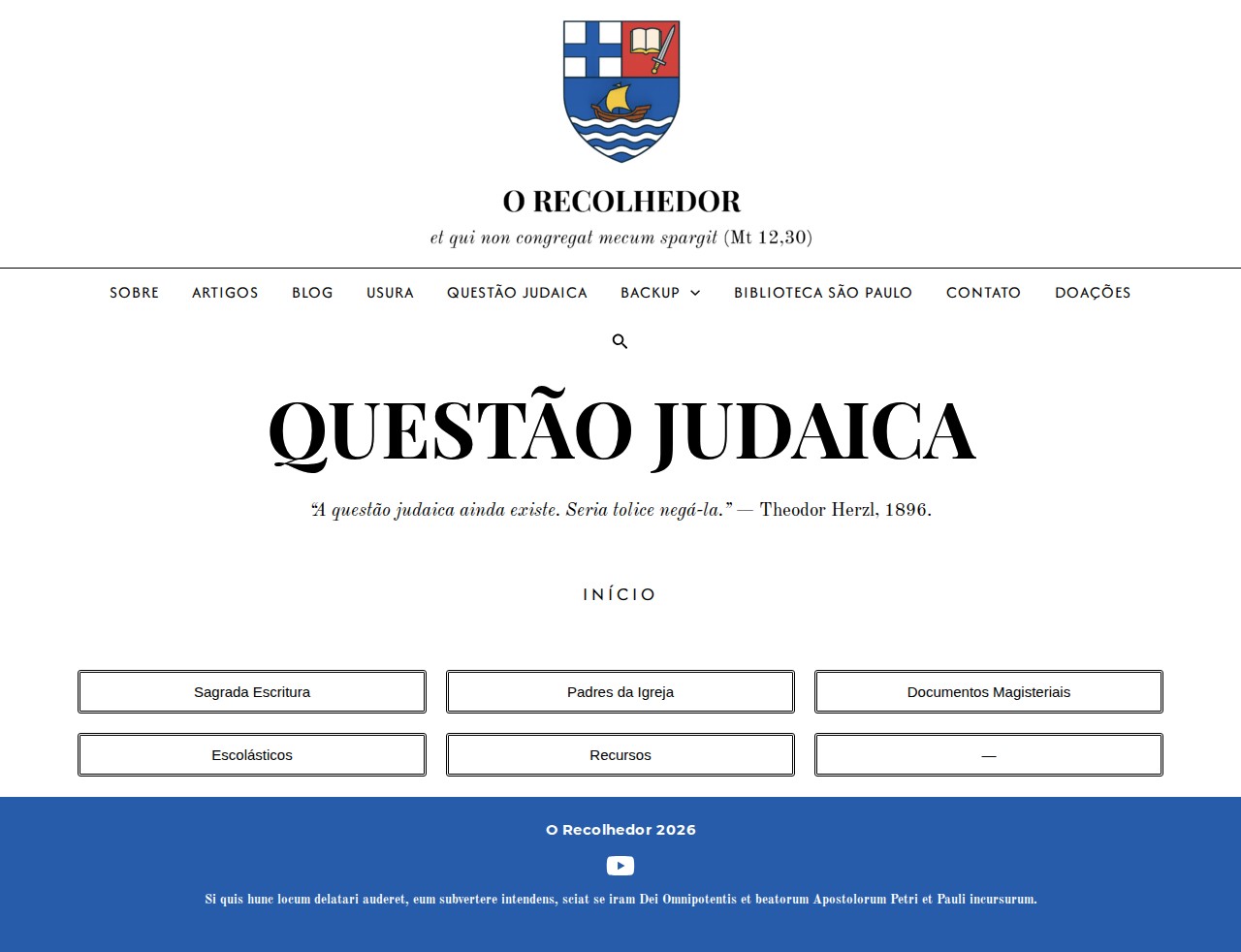 Questão Judaica: Início - O Recolhedor - 保存されたスクリーンショット