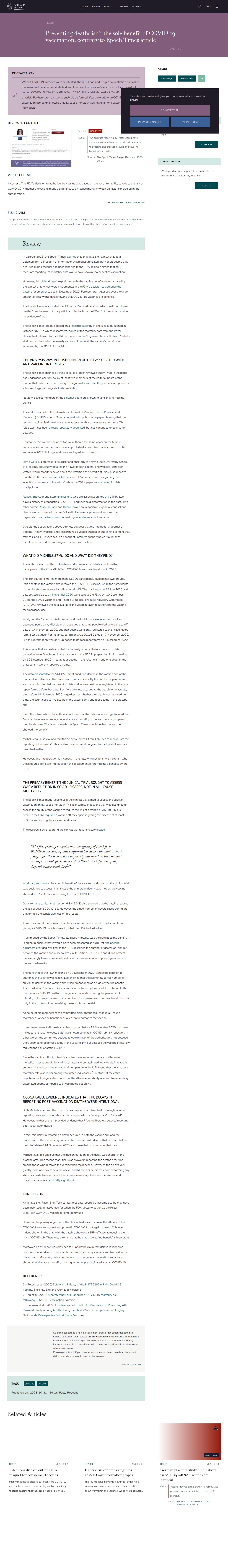 Preventing deaths isn’t the sole benefit of COVID-19 vaccination, contrary to Epoch Times article - Science Feedback - Saved screenshot
