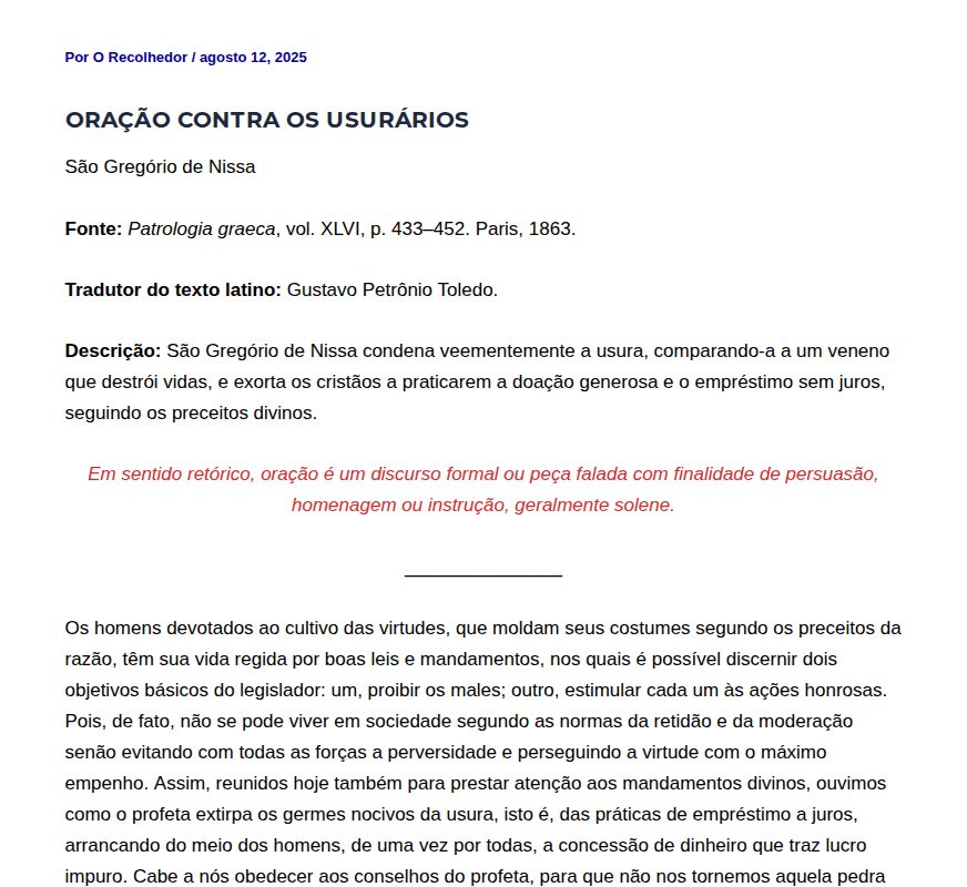 Oração contra os usurários - O Recolhedor - 保存されたスクリーンショット