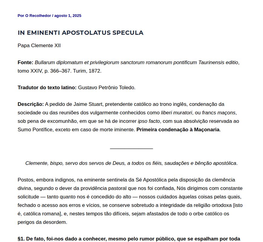 In eminenti apostolatus specula - O Recolhedor - 保存されたスクリーンショット