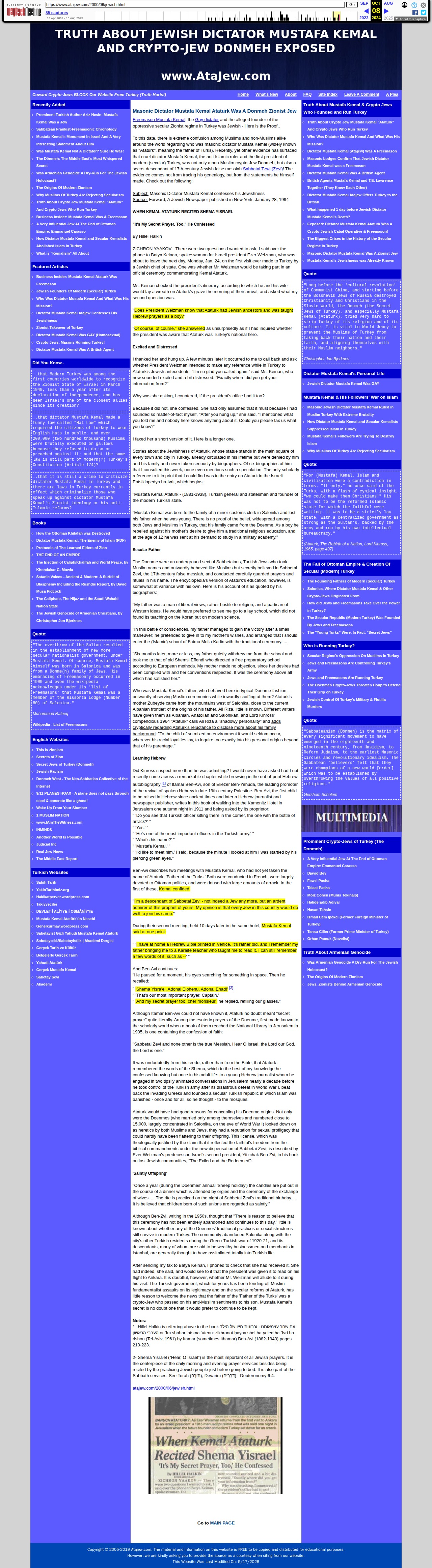 Truth About Masonic Jewish Gay Dictator Mustafa Kemal Ataturk Exposed: Masonic Dictator Mustafa Kemal Ataturk Was A Donmeh Zionist Jew - 保存されたスクリーンショット
