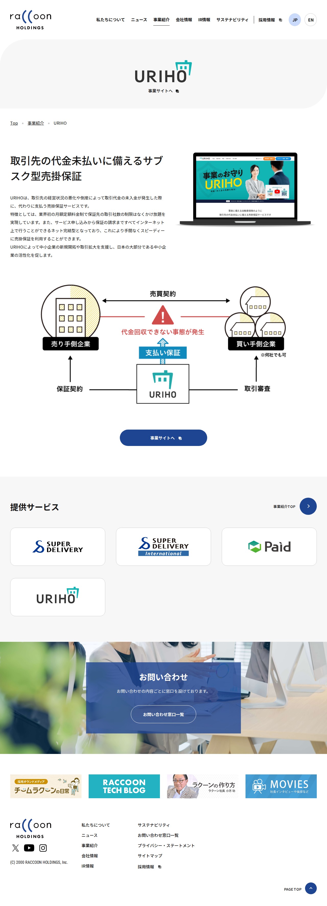 URIHO | 株式会社ラクーンホールディングス - Saved screenshot