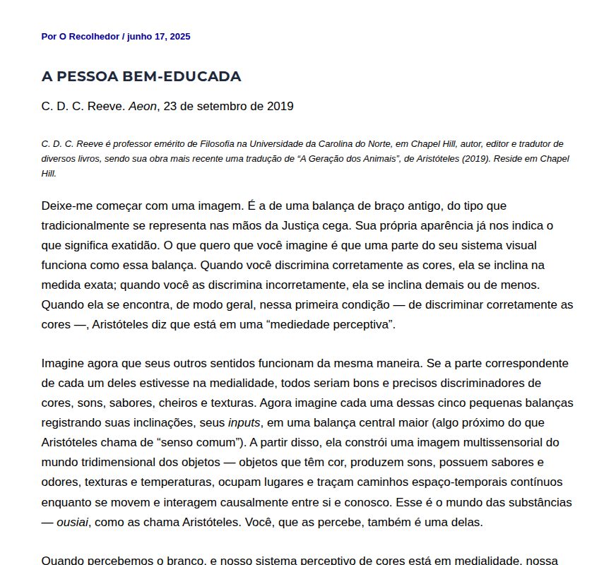 A pessoa bem-educada - O Recolhedor - 保存されたスクリーンショット