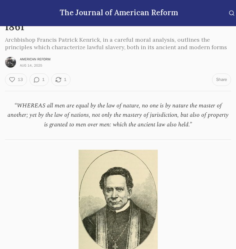 A Modern Treatment of Slavery — Kenrick, 1861 - Saved screenshot