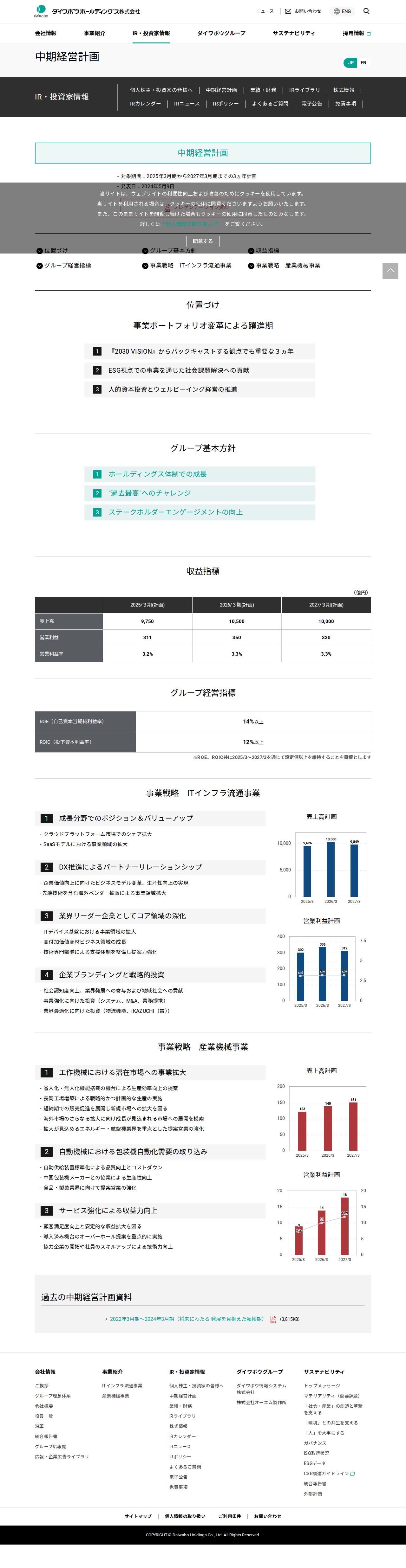 中期経営計画 | IR・投資家情報 | ダイワボウホールディングス株式会社 - 保存されたスクリーンショット