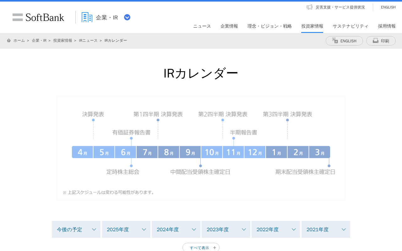 IRカレンダー | 企業・IR | ソフトバンク - 保存されたスクリーンショット