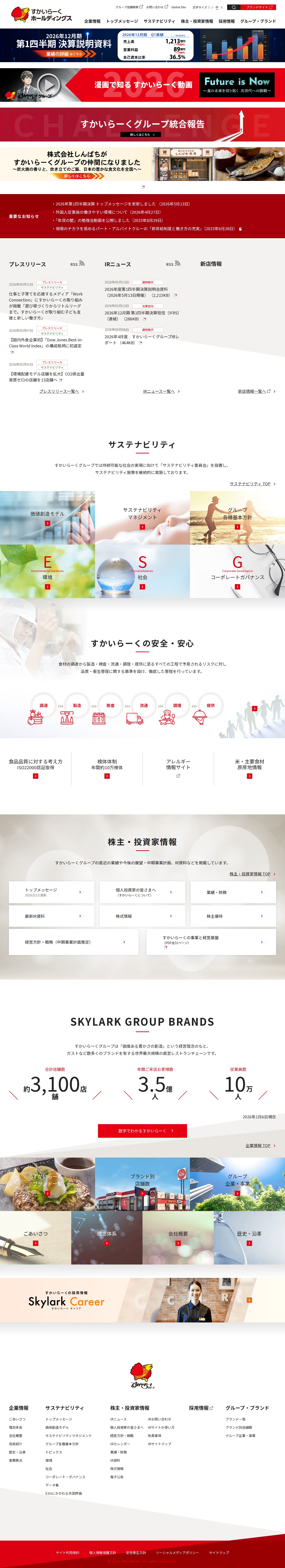 すかいらーくホールディングス - 保存されたスクリーンショット