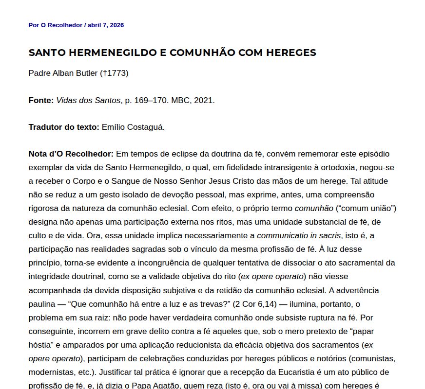 Santo Hermenegildo e comunhão com hereges - O Recolhedor - 保存されたスクリーンショット