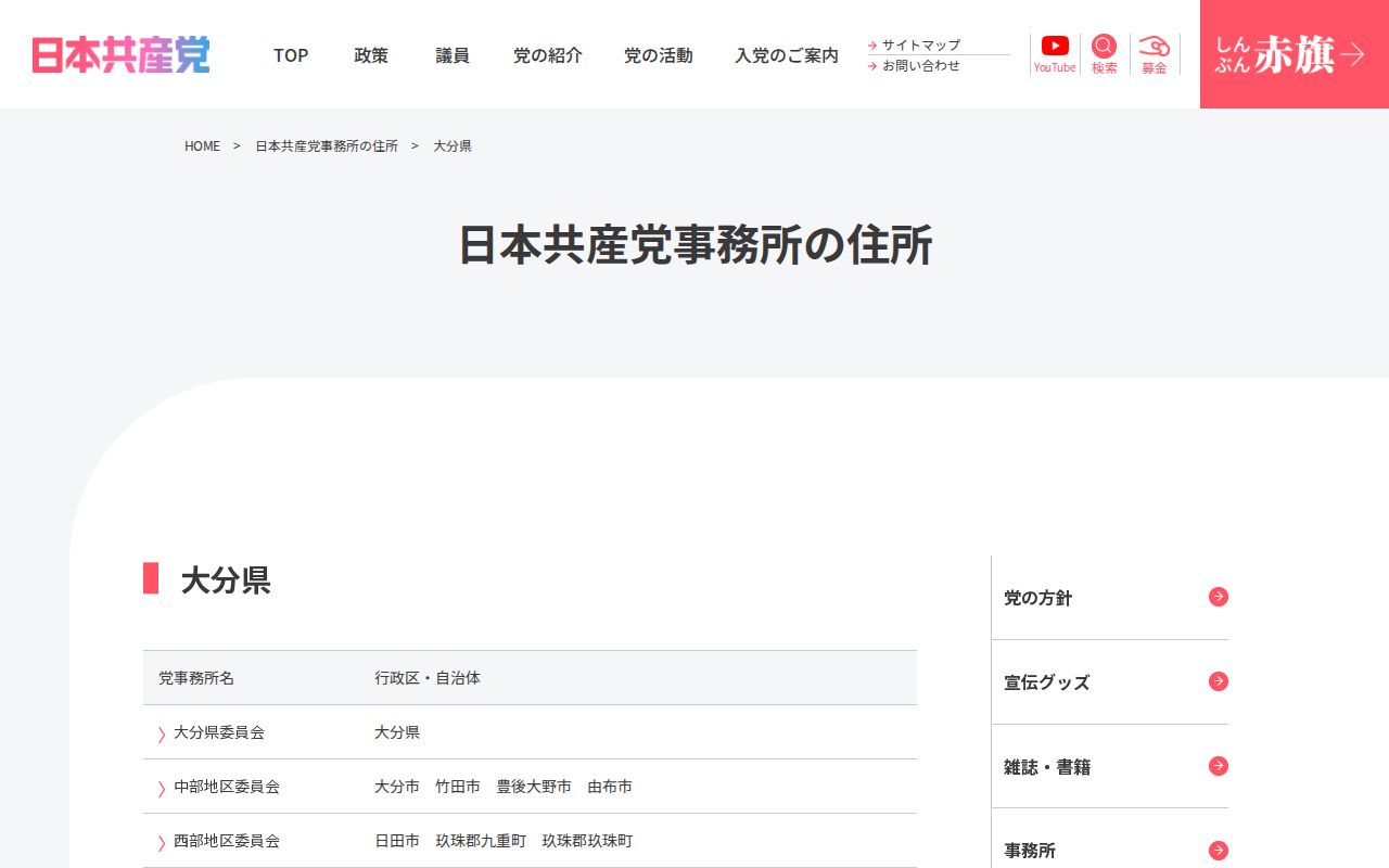 大分県 | 日本共産党 - 保存されたスクリーンショット
