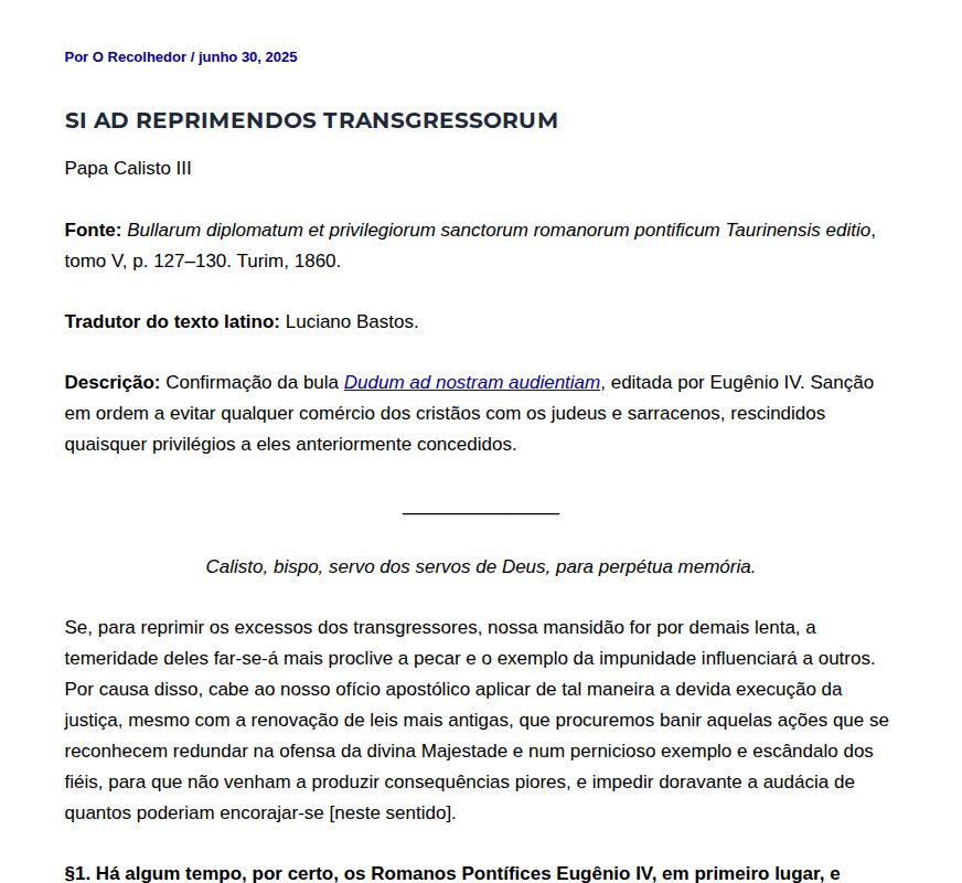 Si ad reprimendos transgressorum - O Recolhedor - 保存されたスクリーンショット