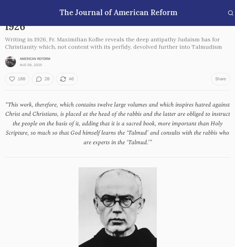 The Talmudic Character of Judaism — Kolbe, 1926 - Saved screenshot