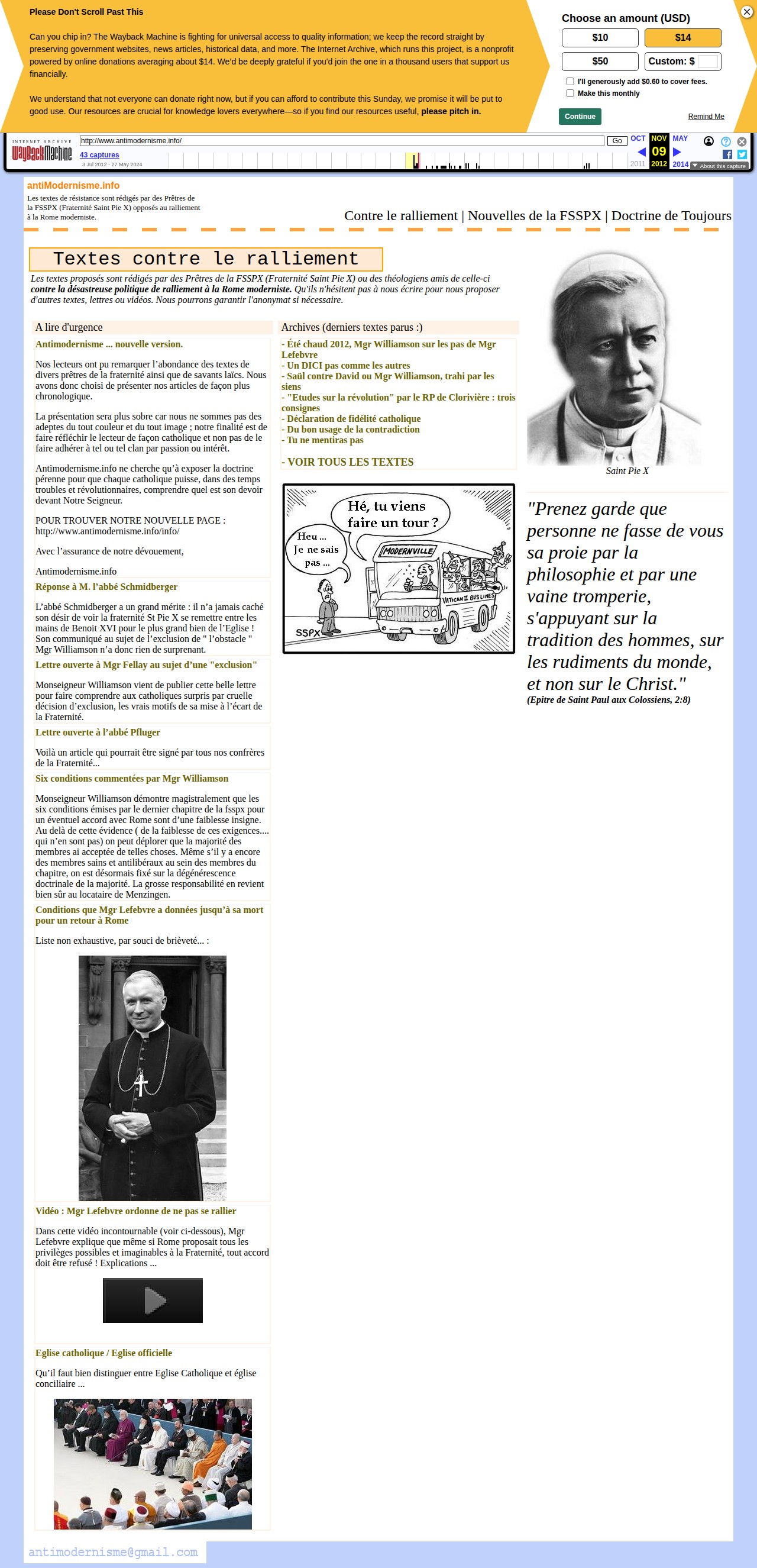 antiModernisme.info - Le site d'information antimoderniste - 保存されたスクリーンショット