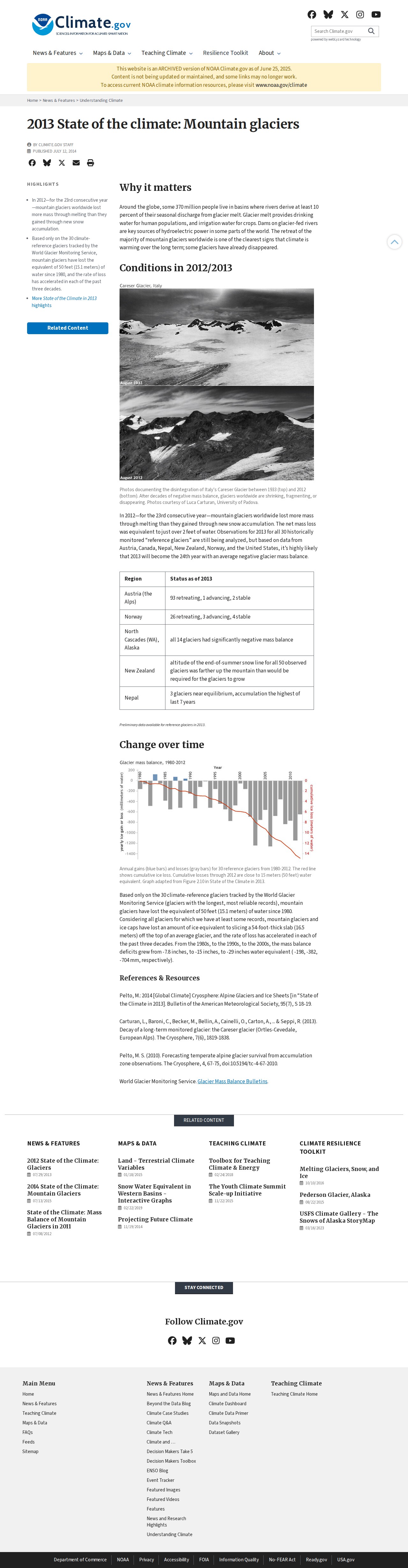 2013 State of the climate: Mountain glaciers | NOAA Climate.gov - 保存されたスクリーンショット