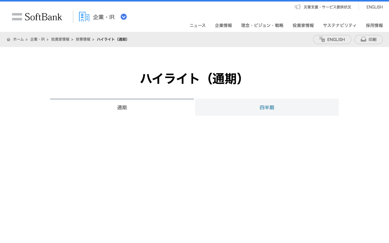 ハイライト(通期) | 企業・IR | ソフトバンク - 保存されたスクリーンショット
