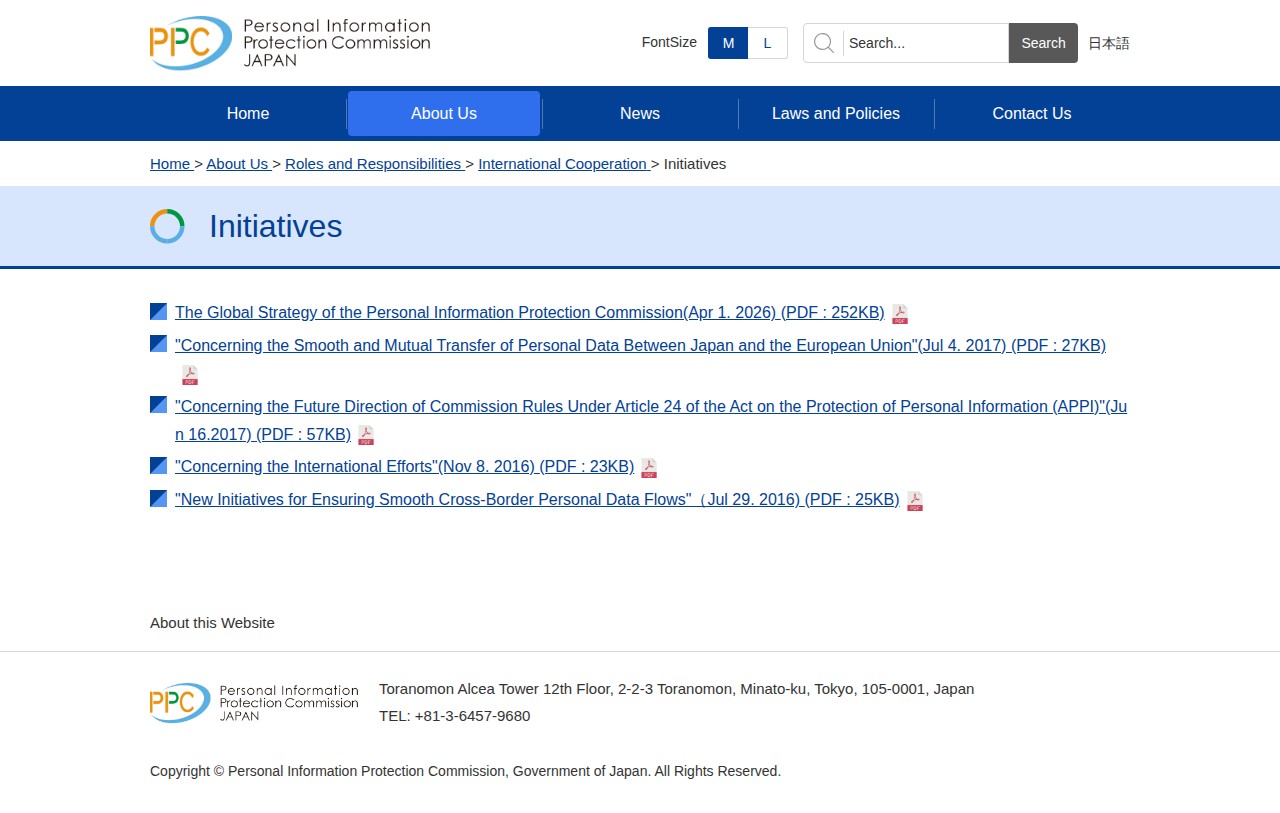 Initiatives |PPC Personal Information Protection Commission,Japan - 保存されたスクリーンショット