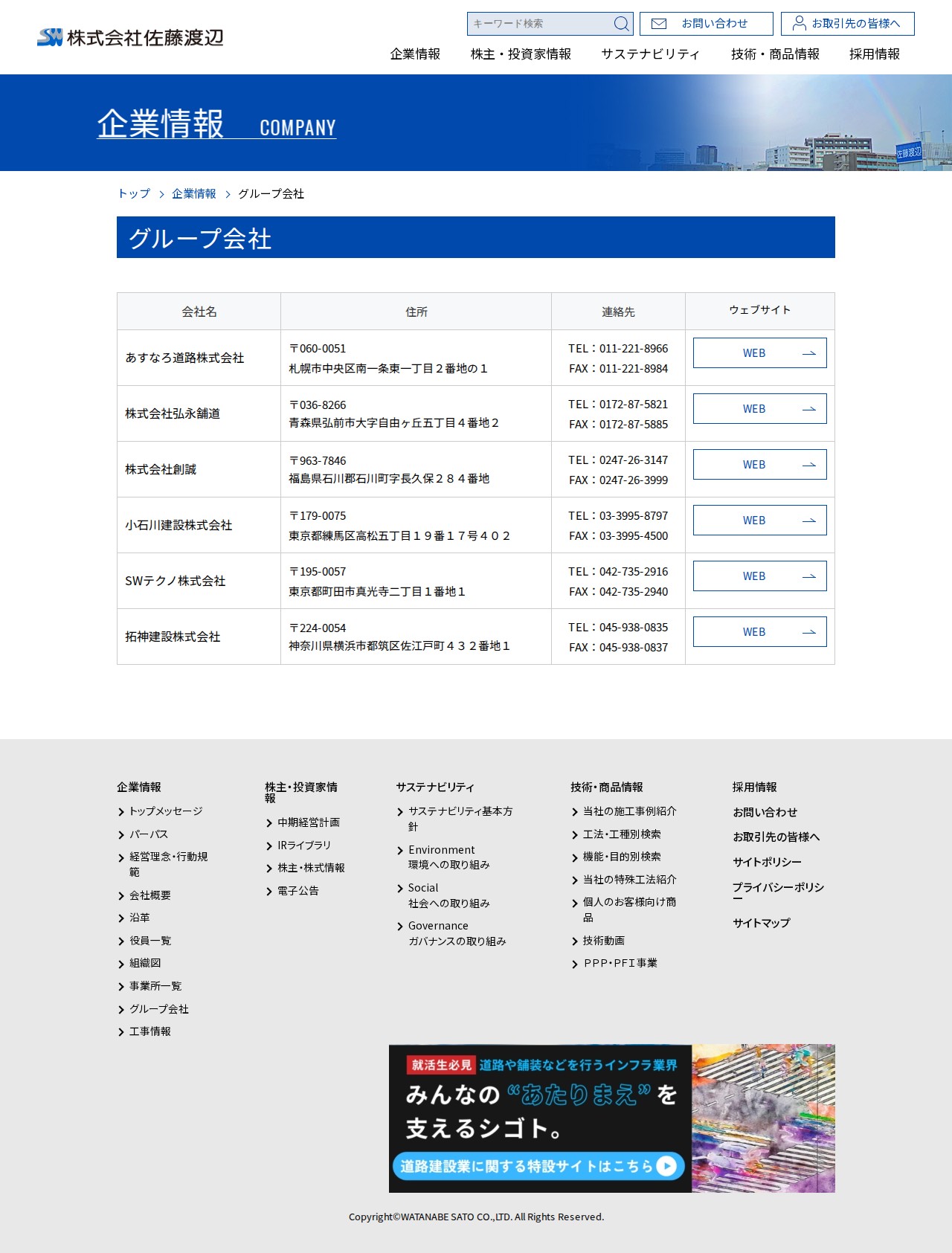 https://watanabesato.co.jp/company/group/ - 保存されたスクリーンショット
