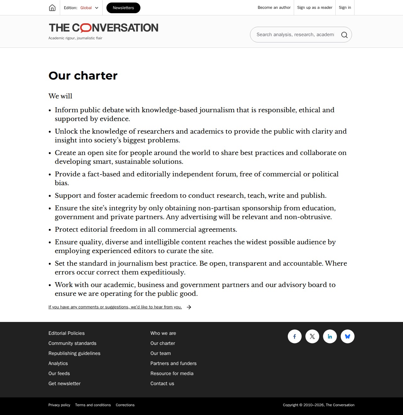 Editorial charter | The Conversation - 保存されたスクリーンショット