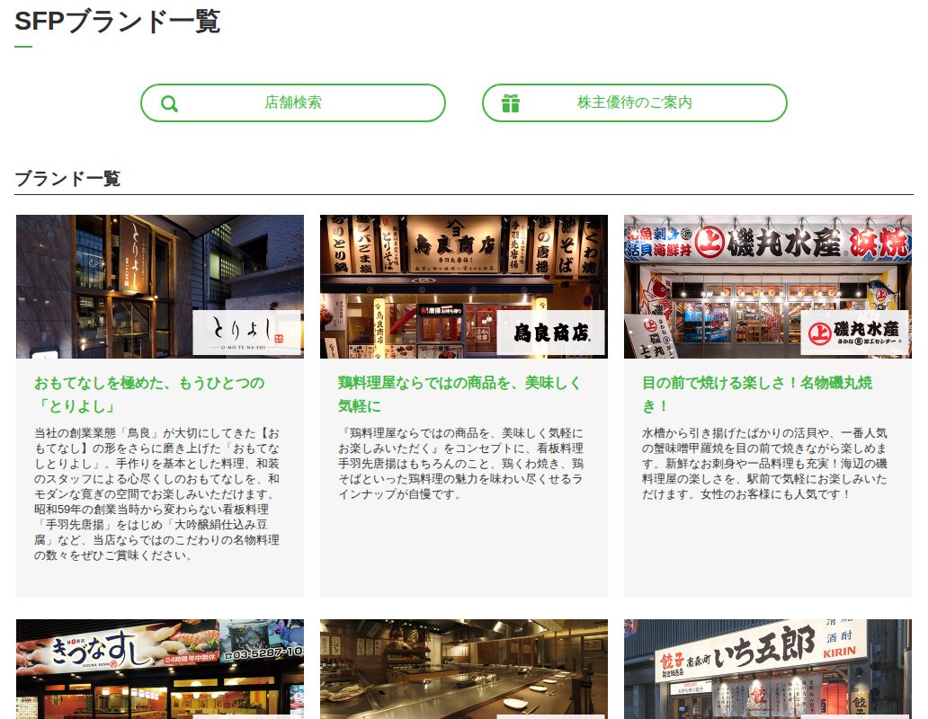 SFPブランド一覧 | SFPホールディングス - 保存されたスクリーンショット