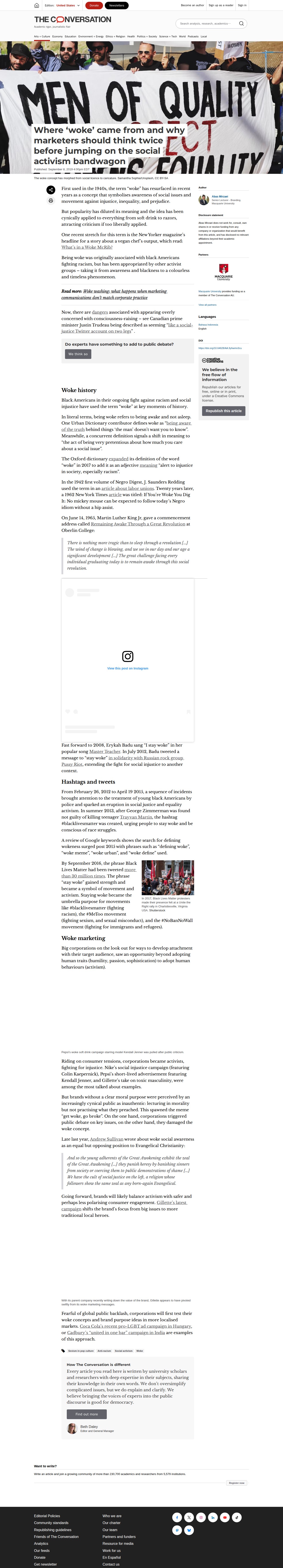 Where ‘woke’ came from and why marketers should think twice before jumping on the social activism bandwagon - 保存されたスクリーンショット