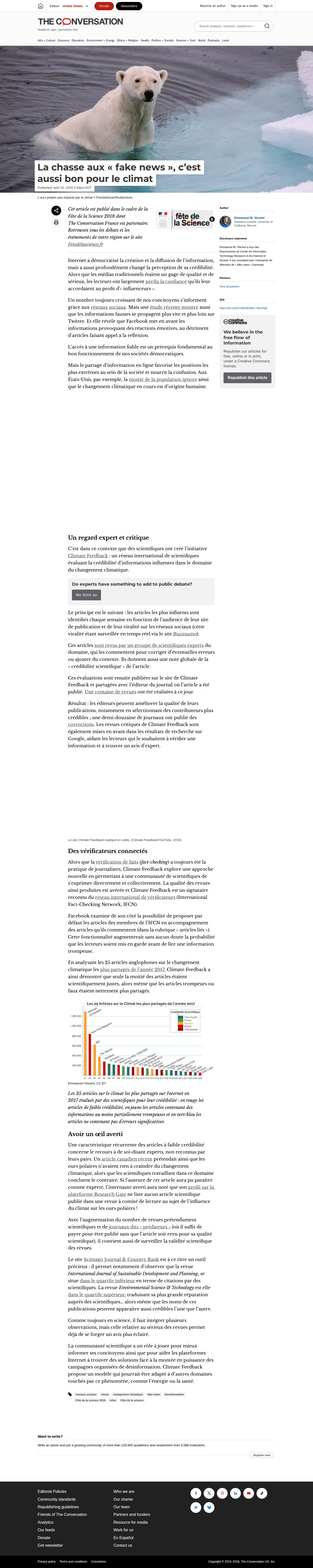 La chasse aux « fake news », c’est aussi bon pour le climat - 保存されたスクリーンショット