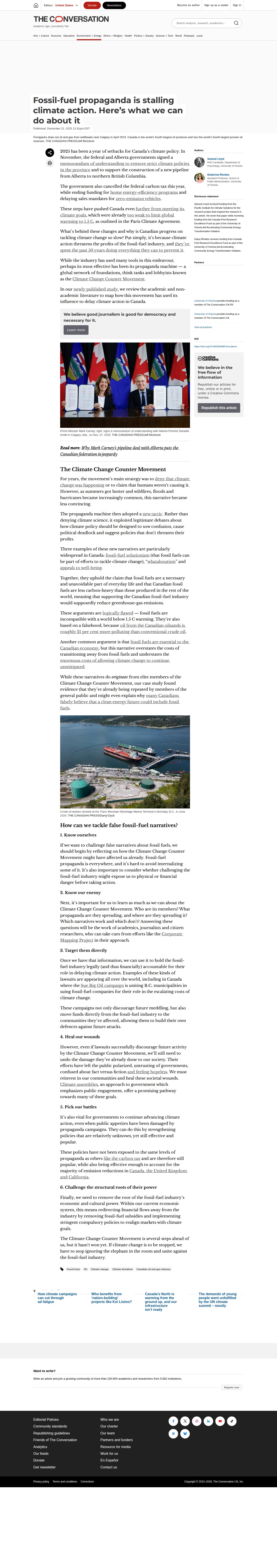 Fossil-fuel propaganda is stalling climate action. Here’s what we can do about it - 保存されたスクリーンショット