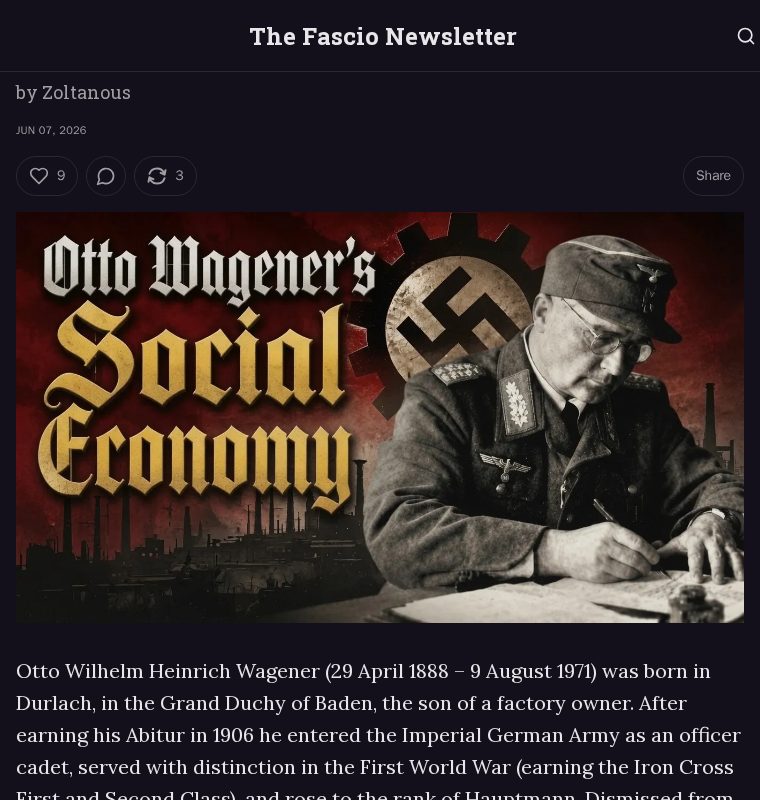 Otto Wagener’s Social Economy - The Fascio Newsletter - 保存されたスクリーンショット