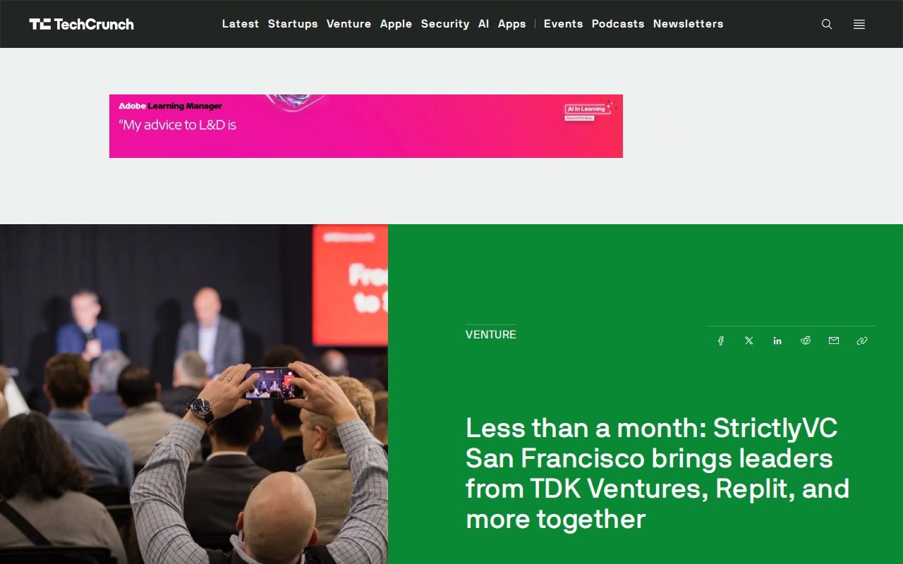 StrictlyVC San Francisco is in less than a month | TechCrunch - Saved screenshot