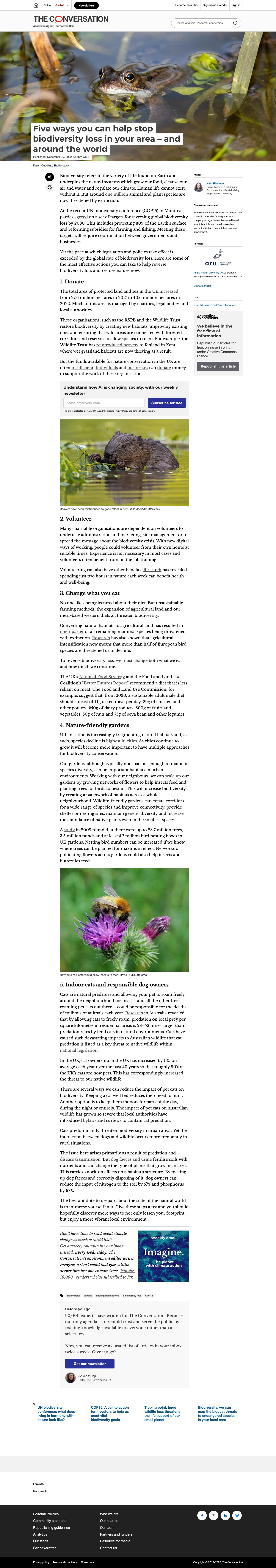 Five ways you can help stop biodiversity loss in your area – and around the world - 保存されたスクリーンショット