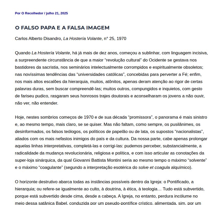 O falso papa e a falsa imagem - O Recolhedor - 保存されたスクリーンショット