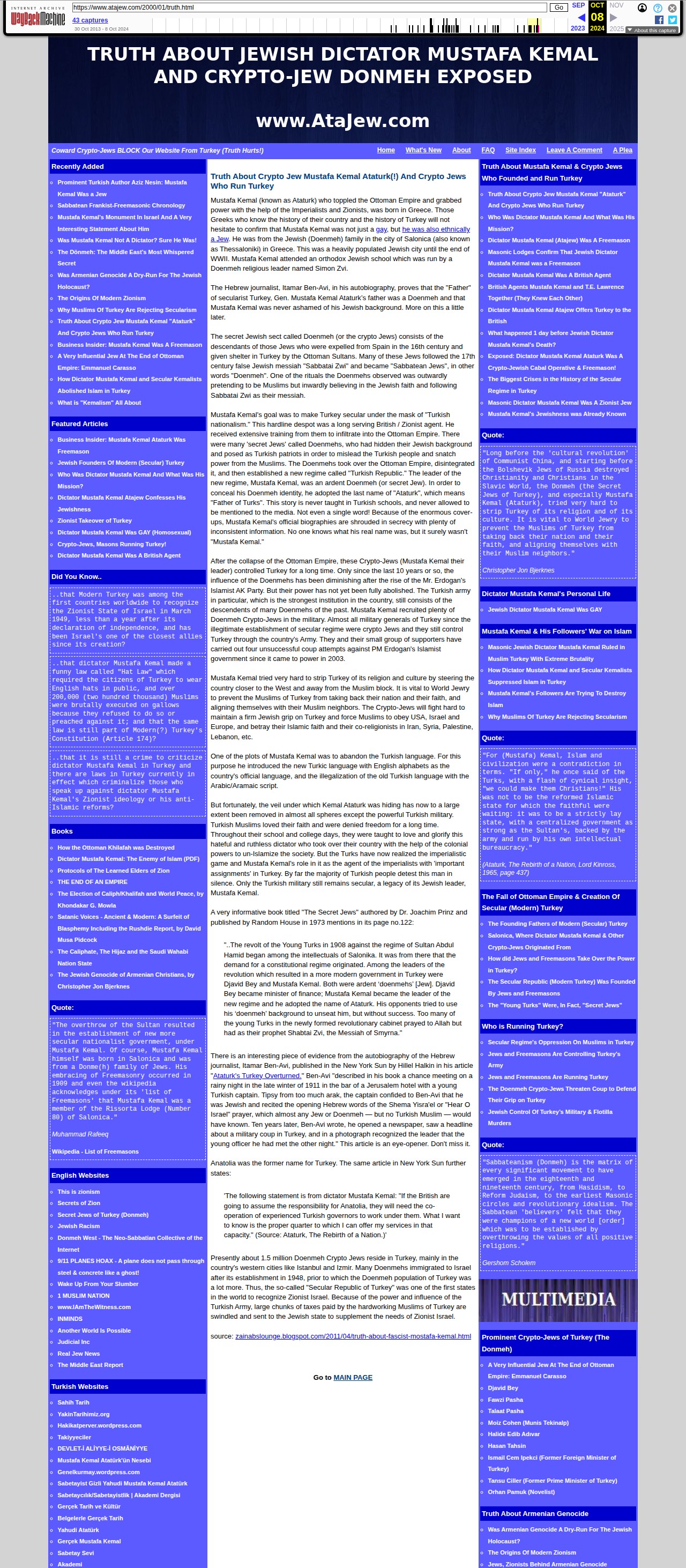 Truth About Masonic Jewish Gay Dictator Mustafa Kemal Ataturk Exposed: Truth About Crypto Jew Mustafa Kemal Ataturk(!) And Crypto Jews Who Run Turkey - 保存されたスクリーンショット