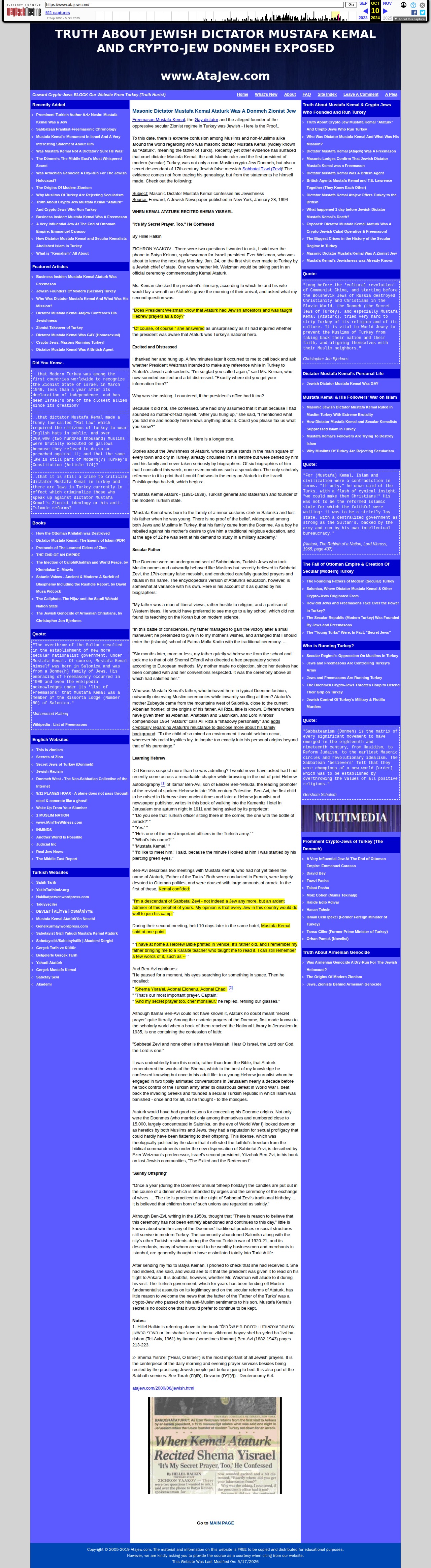 Truth About Masonic Jewish Gay Dictator Mustafa Kemal Ataturk Exposed - 保存されたスクリーンショット