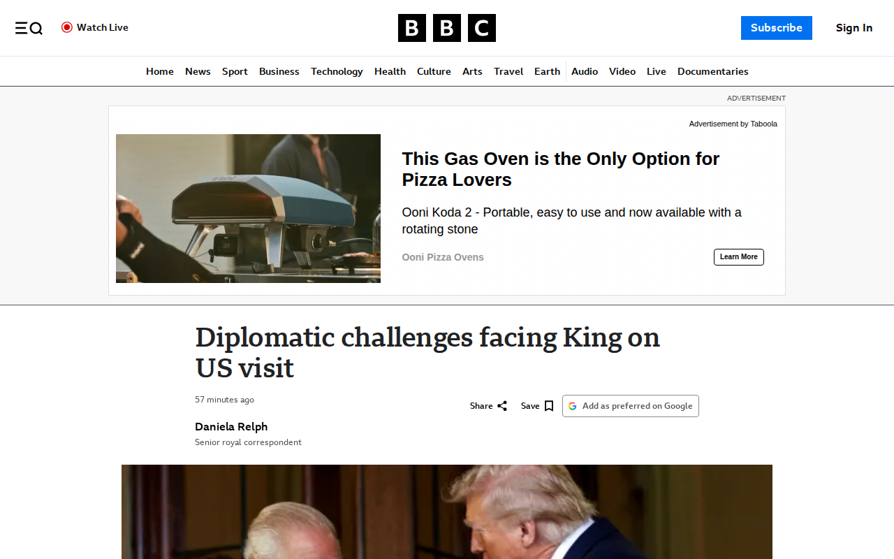 Diplomatic challenges facing the King on US visit - 保存されたスクリーンショット