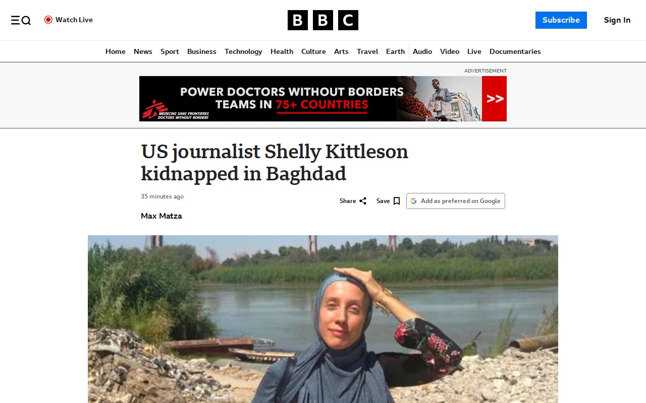 US journalist Shelly Kittleson kidnapped in Baghdad - 保存されたスクリーンショット