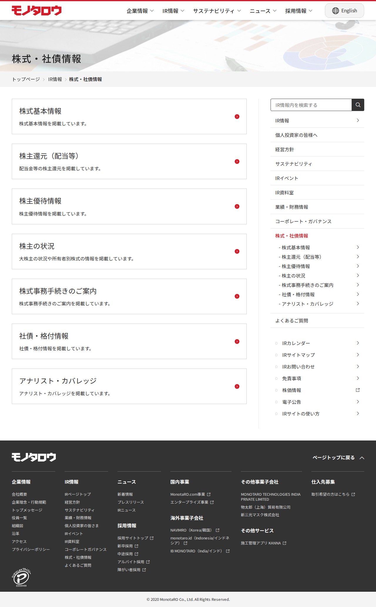株式・社債情報 | IR情報 | 株式会社MonotaRO - 保存されたスクリーンショット