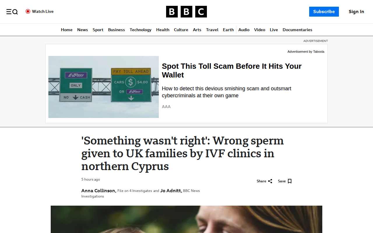 'Something wasn't right': Wrong sperm given to UK families by IVF clinics in northern Cyprus - 保存されたスクリーンショット