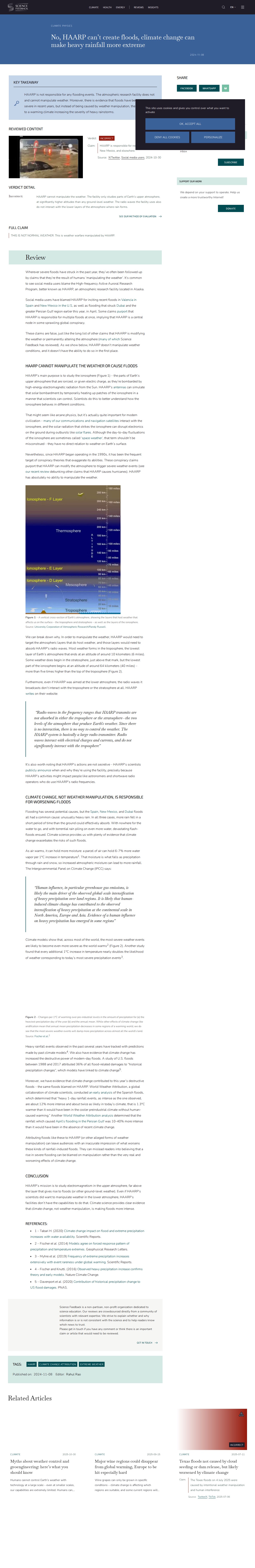 No, HAARP can’t create floods, climate change can make heavy rainfall more extreme - Science Feedback - Saved screenshot