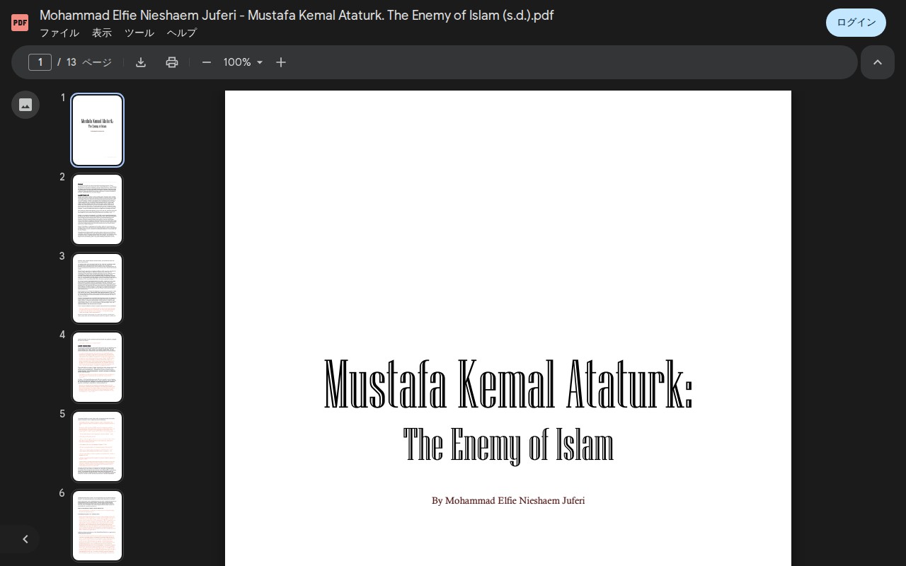 Mohammad Elfie Nieshaem Juferi - Mustafa Kemal Ataturk. The Enemy of Islam (s.d.).pdf - Google ドライブ - 保存されたスクリーンショット