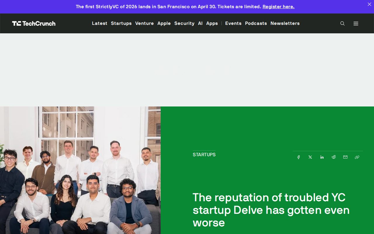 The reputation of troubled YC startup Delve has gotten even worse | TechCrunch - Saved screenshot