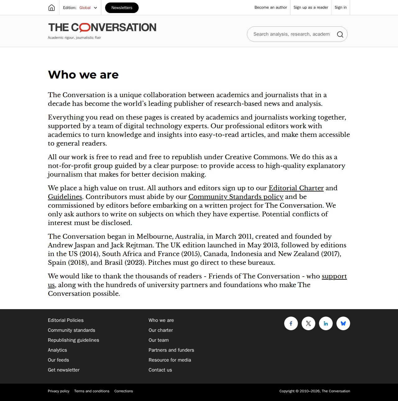 About us | The Conversation - 保存されたスクリーンショット