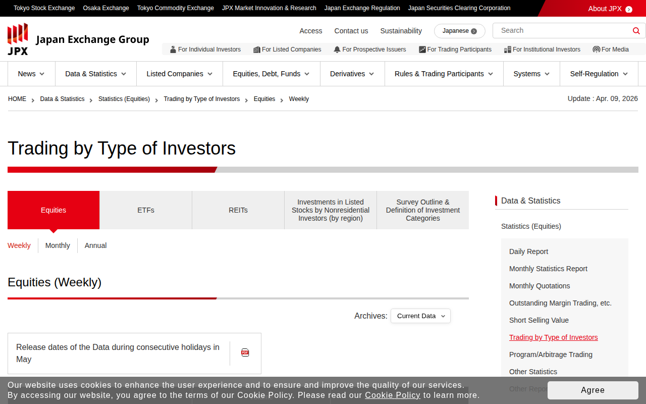Weekly | Equities | Trading by Type of Investors | Japan Exchange Group - 保存されたスクリーンショット