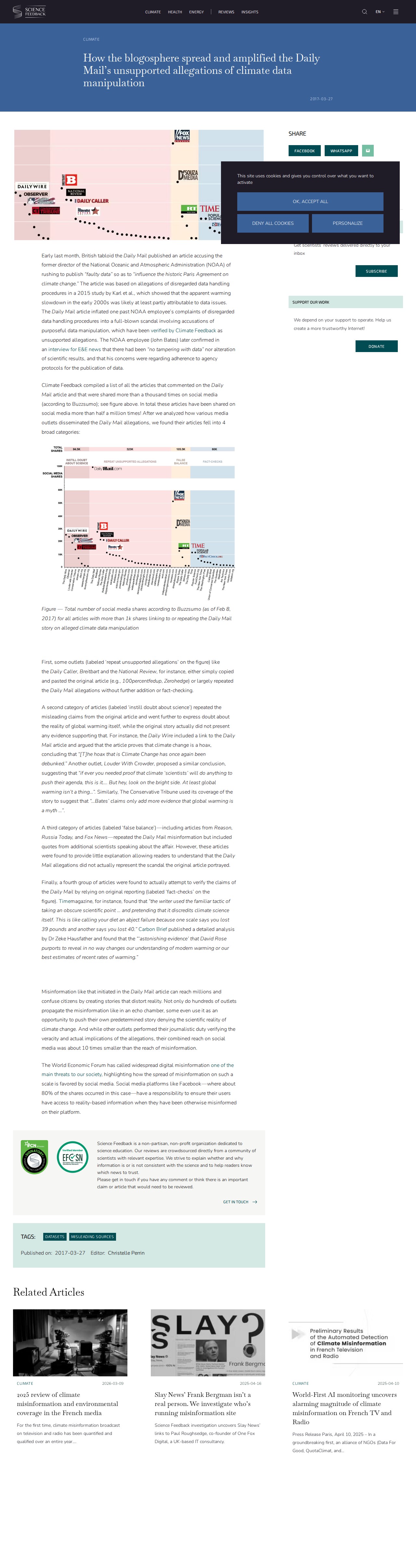How the blogosphere spread and amplified the Daily Mail’s unsupported allegations of climate data manipulation - Science Feedback - Saved screenshot