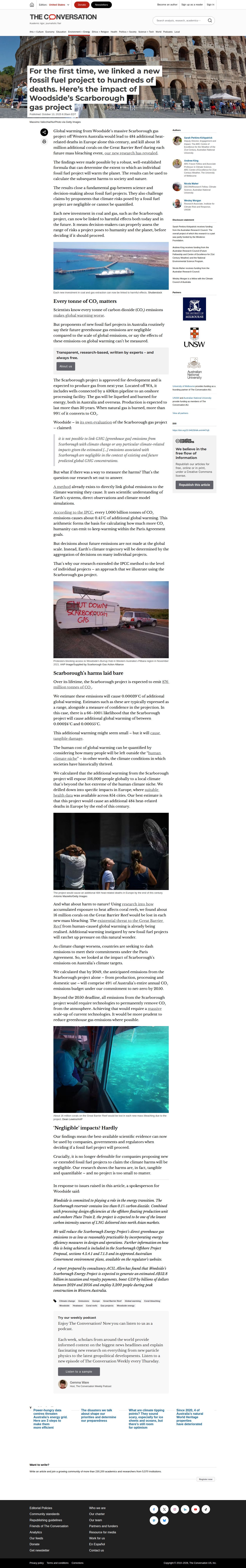 For the first time, we linked a new fossil fuel project to hundreds of deaths. Here’s the impact of Woodside’s Scarborough gas project - 保存されたスクリーンショット