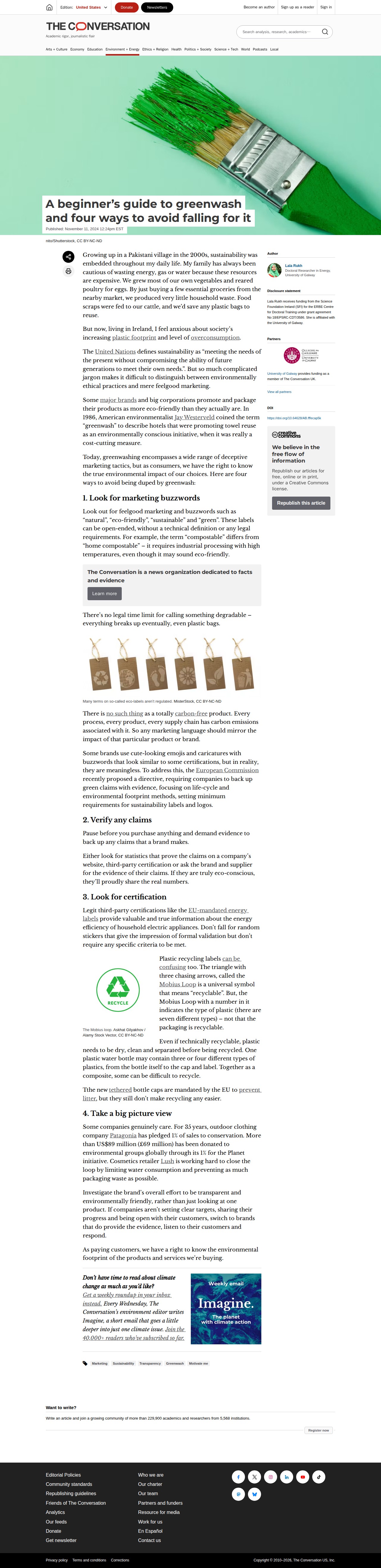 A beginner’s guide to greenwash and four ways to avoid falling for it - 保存されたスクリーンショット