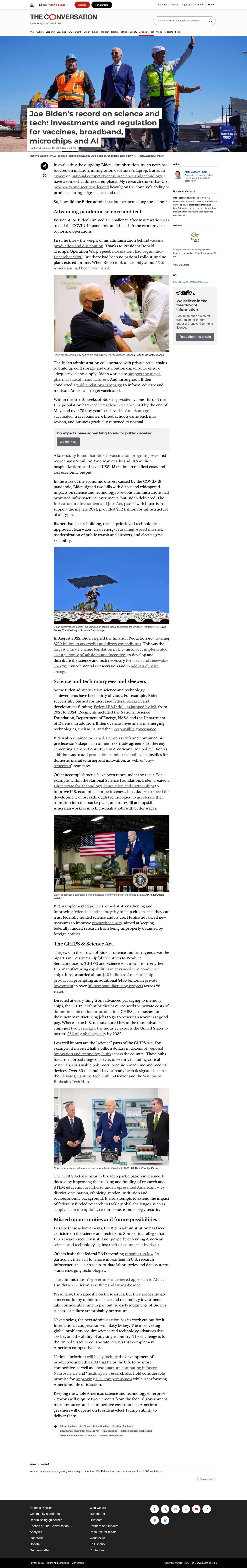 Joe Biden’s record on science and tech: Investments and regulation for vaccines, broadband, microchips and AI - Saved screenshot