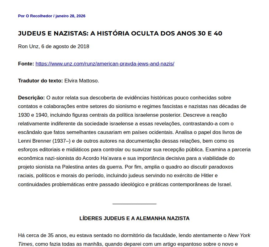 Judeus e nazistas: a história oculta dos anos 30 e 40 - O Recolhedor - Saved screenshot