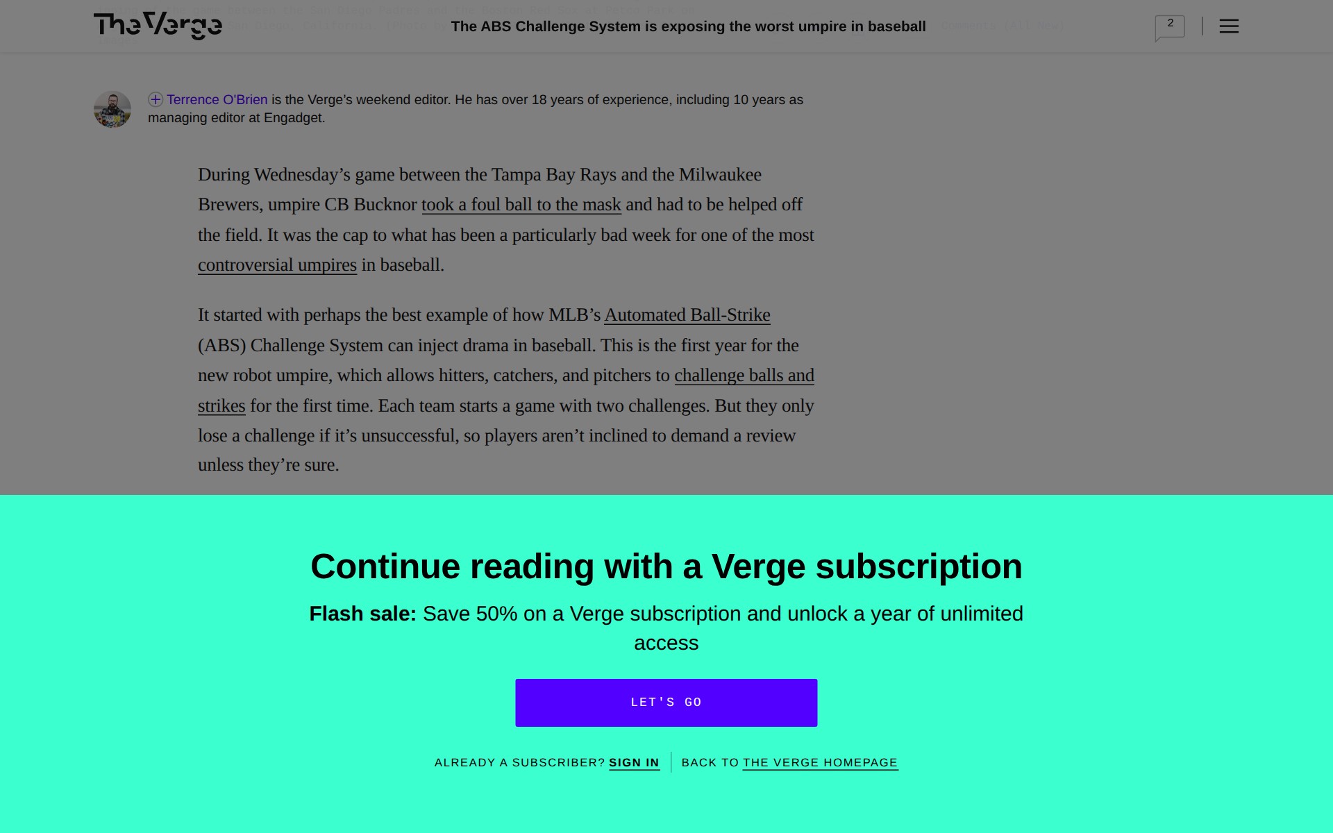 MLB’s ABS Challenge System is exposing the worst umpire in baseball | The Verge - 保存されたスクリーンショット