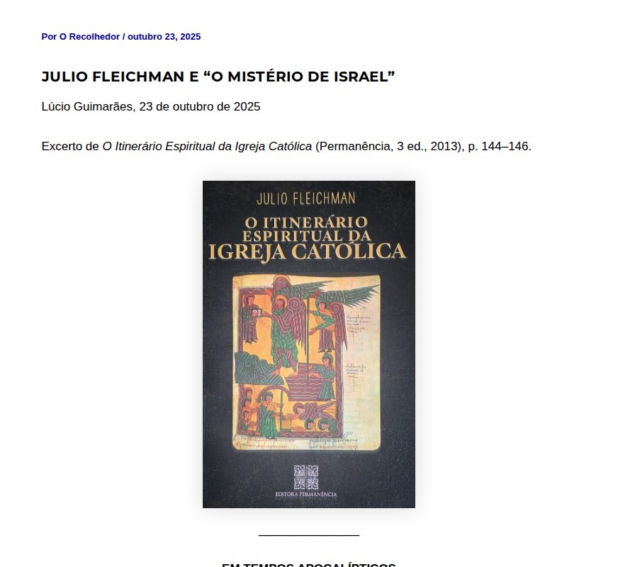 Julio Fleichman e “o mistério de Israel” - O Recolhedor - 保存されたスクリーンショット