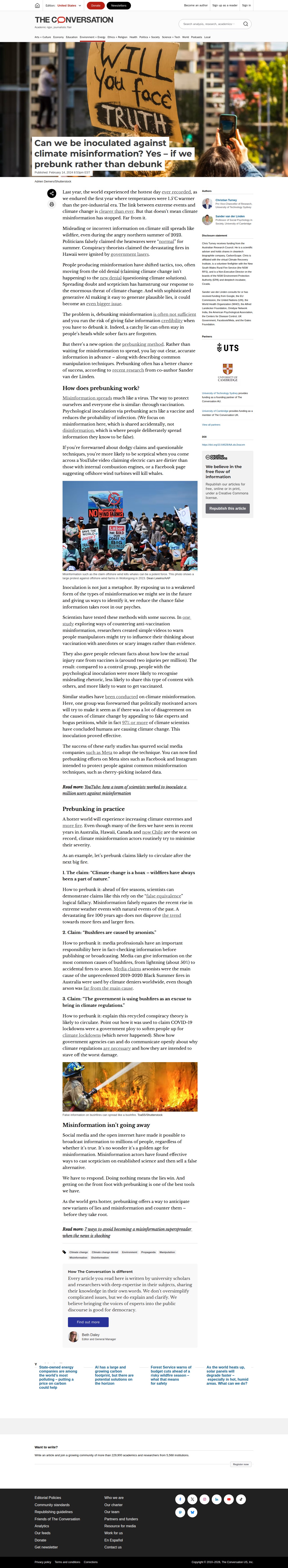 Can we be inoculated against climate misinformation? Yes – if we prebunk rather than debunk - 保存されたスクリーンショット